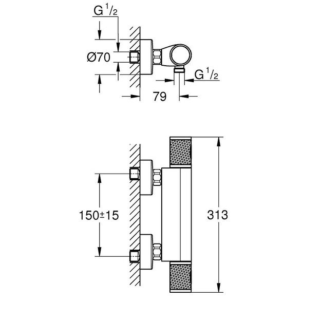 Termostatinis dušo maišytuvas Grohe GROHTHERM 1000 PERFORMANCE 34827000, chromas 3