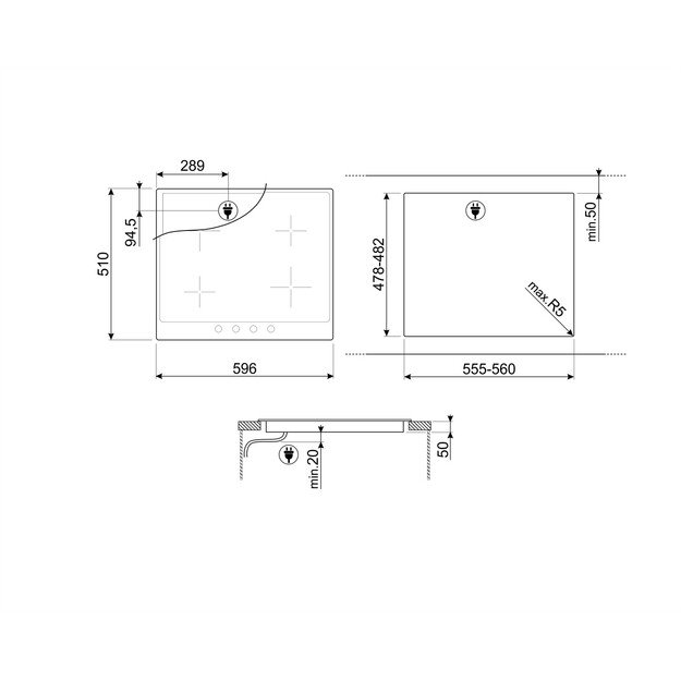 Įmontuojama indukcinė kaitlentė Smeg SI964PM 1