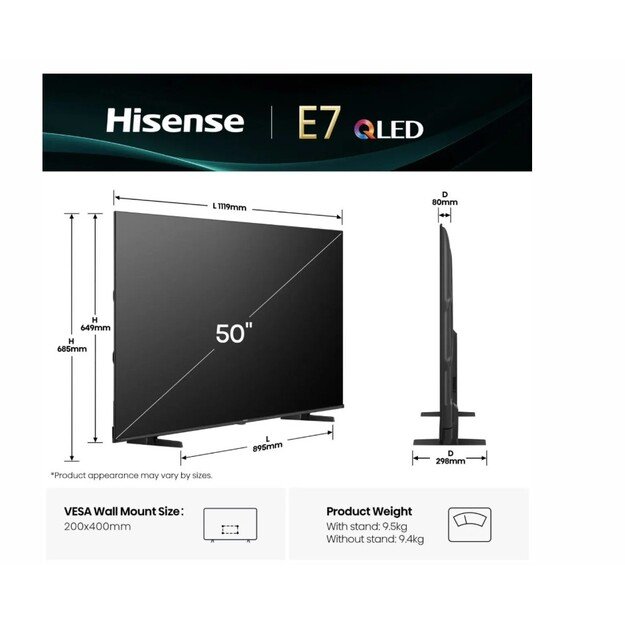 QLED televizorius Hisense 50E7Q 4