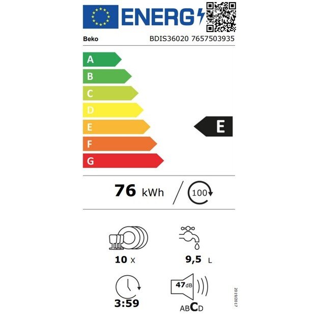Įmontuojama indaplovė BEKO BDIS36020 1
