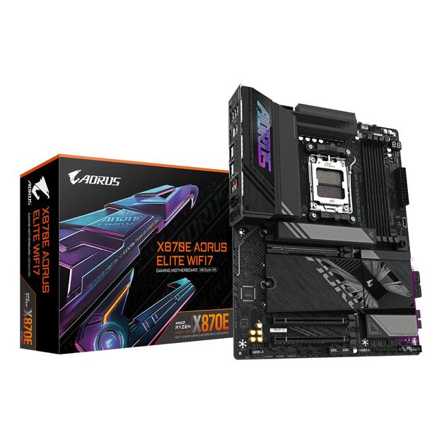 Mainboard|GIGABYTE|AMD X870E|SAM5|ATX|Memory DDR5|Memory slots 4|1xPCI-Express 3.0 4x|1xPCI-Express 4.0 4x	|1xPCI-Express 5.0 16x|4xM.2|1xHDMI|4xUSB 2.0|6xUSB 3.2|2xUSB-C|1xOptical S/PDIF|1xRJ45|2xAudio port|X870EAELITEWIFI71.2
