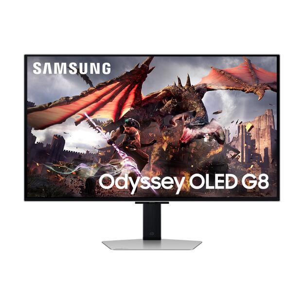 Monitor|SAMSUNG|32 |Gaming/Smart/4K|Panel OLED|3840x2160|16:9|0.03 ms|Speakers|Swivel|Pivot|Height adjustable|Tilt|Colour Silver|LS32DG802SUXDU