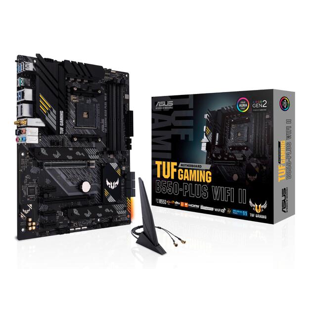 Mainboard|ASUS|AMD B550|SAM4|ATX|Memory DDR4|Memory slots 4|1xPCI-Express 3.0 1x|1xPCI-Express 3.0 4x|1xPCI-Express 4.0 16x|2xM.2|1xHDMI|1xDisplayPort|2xAudio-In|3xAudio-Out|2xUSB 2.0|1xUSB type C|5xUSB 3.2|1xOptical S/PDIF|1xRJ45|TUFGAMB550-PLUSWIFIII