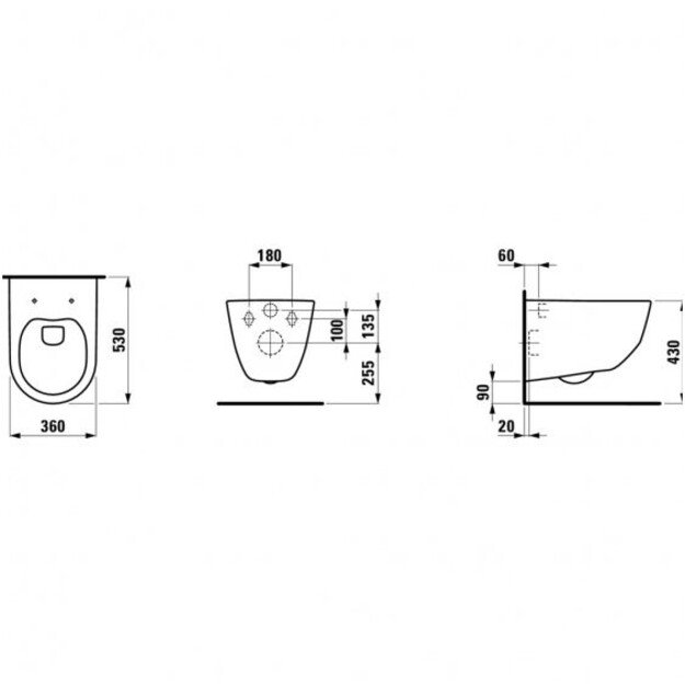 Pakabinamas klozetas (be dangčio) Laufen Pro Rimless 820966/ H8209660000001 1
