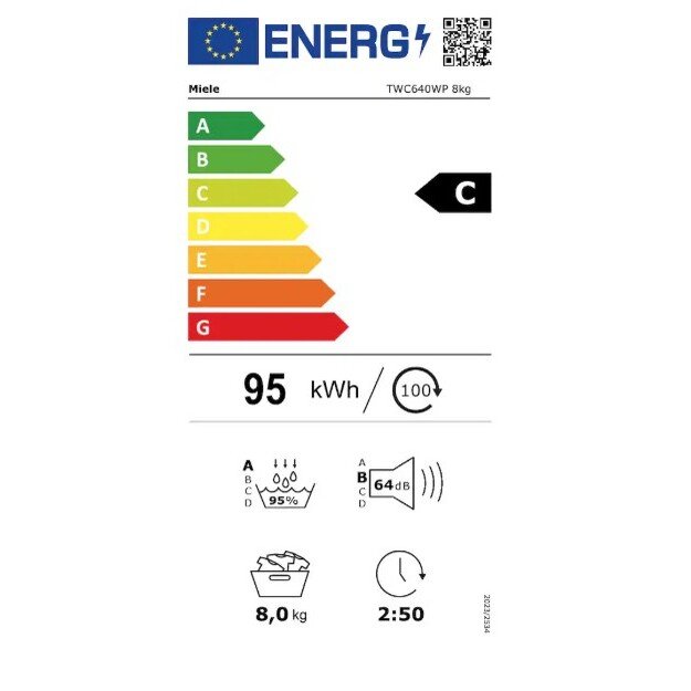Džiovyklė Miele TWC640WP, EcoSpeed, 8 kg 2