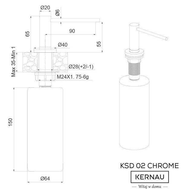 Dozatorius Kernau KSD 02 Chrome