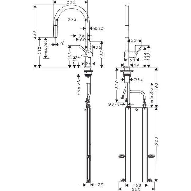 Virtuvinis maišytuvas su ištraukiama žarna Hansgrohe Talis M54 72803670