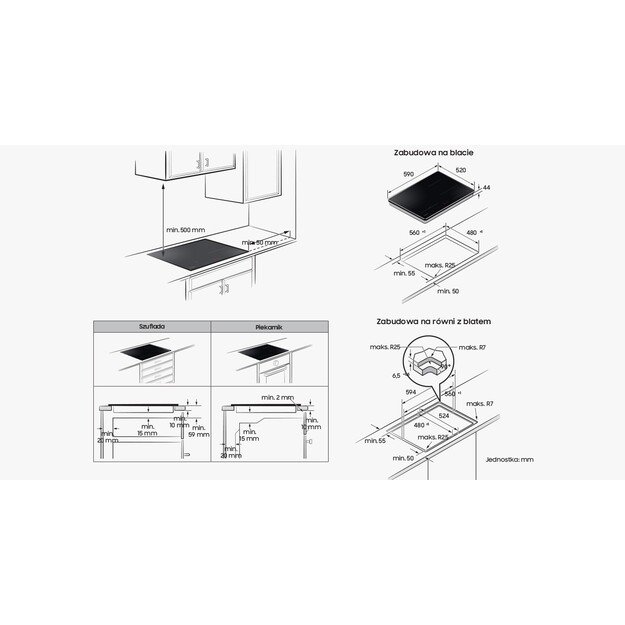 Įmontuojama indukcinė kaitlentė Samsung NZ64B5046FK