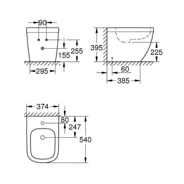 Pastatomas bide Grohe EURO CERAMIC 3934000H, su PUREGUARD danga