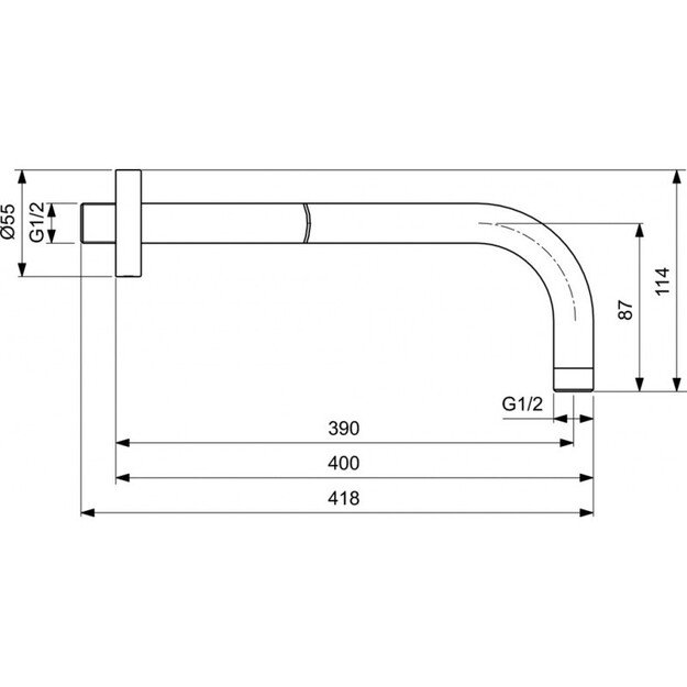 Sieninis dušo galvos laikiklis Ideal Standard B9445XG, 400mm, juoda matinė