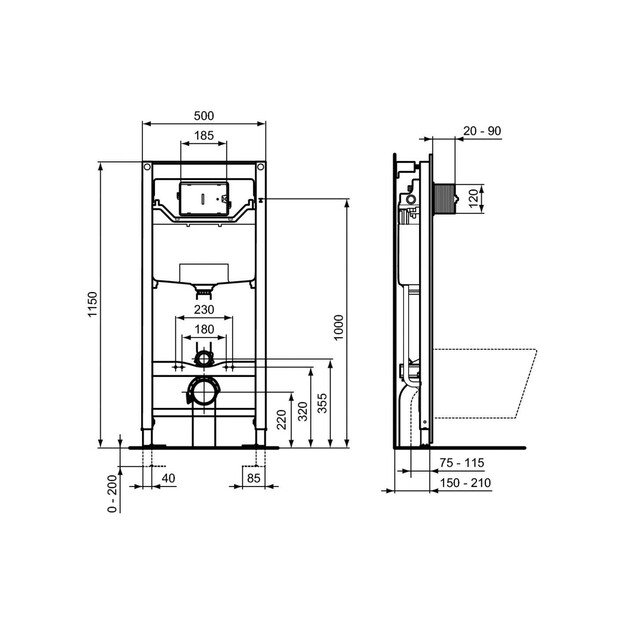 Potinkinis WC rėmas Ideal Standard Prosys120 M, R020467