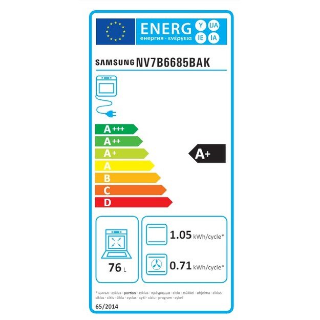 Įmontuojama garinė orkaitė Samsung NV7B6685BAK/U2