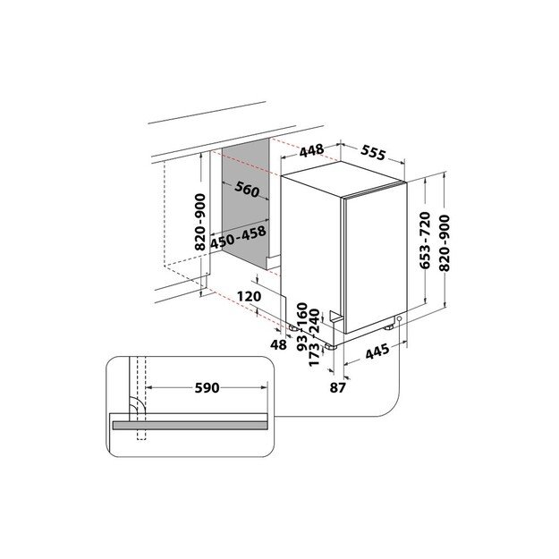 Įmontuojama indaplovė Whirlpool WSIC 3M27