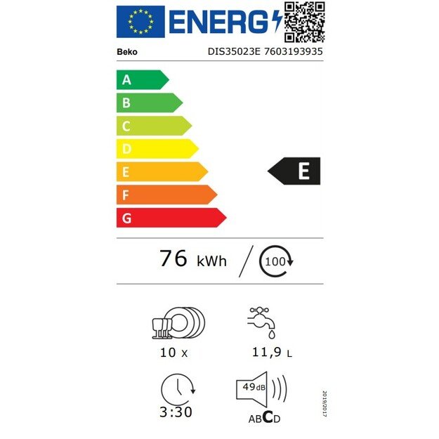 Įmontuojama indaplovė Beko DIS35023E