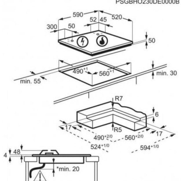 Įmontuojama kaitlentė AEG HDB64623NB 5