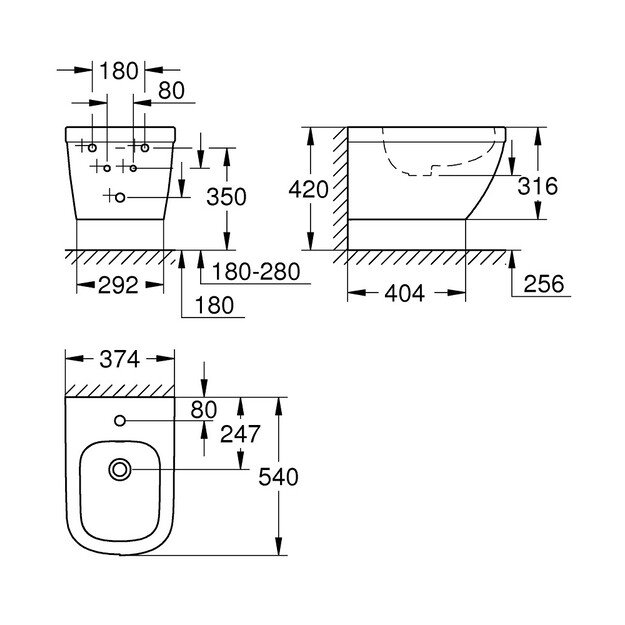 Pakabinama bide Grohe EURO CERAMIC 39208000 1