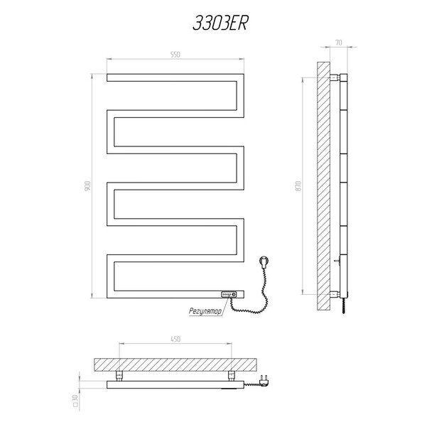 Elektrinis rank&scaron;luosčių džiovintuvas Kosser Zeta 900x550 ER, su laikmačiu, juodas (laidas de&scaron;inėje) 1