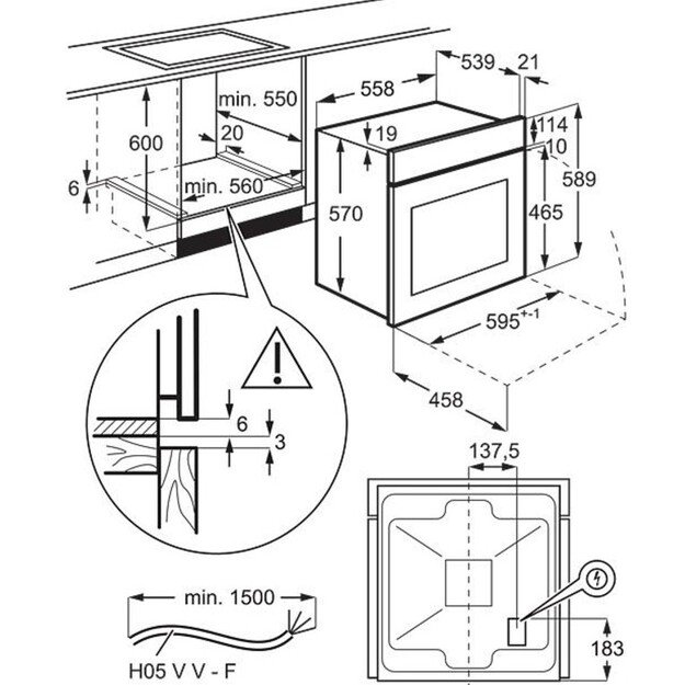 Įmontuojama orkaitė Electrolux EOF5H50BZ 5