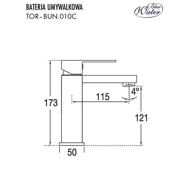 Maišytuvas Blue Water TOR-BUN.010C, praust., chromas 2