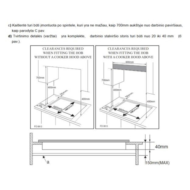 Įmontuojama dujinė domino kaitlentė Allenzi KGH-3022C 1