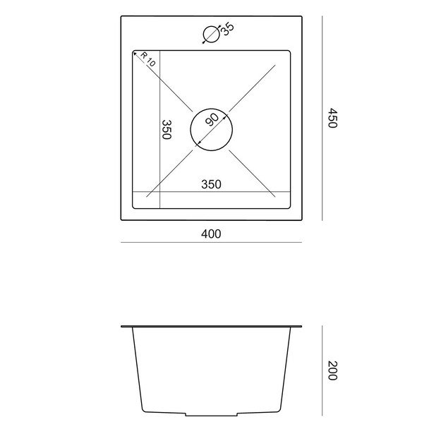 LUKE 90 plautuvė juoda (40x45x20) su sifonu + Maggie maišytuvas juodas ZH4045PVDBLM_3323503PVDB LM 1