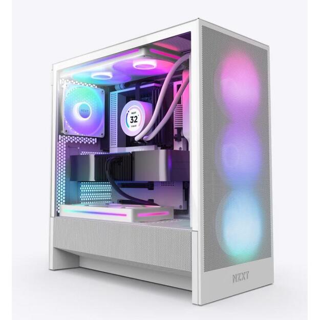 Case|NZXT|H5 FLOW RGB 2024|MidiTower|Case product features Transparent panel|Not included|ATX|EATX|MicroATX|MiniITX|Colour White|CC-H52FW-R1