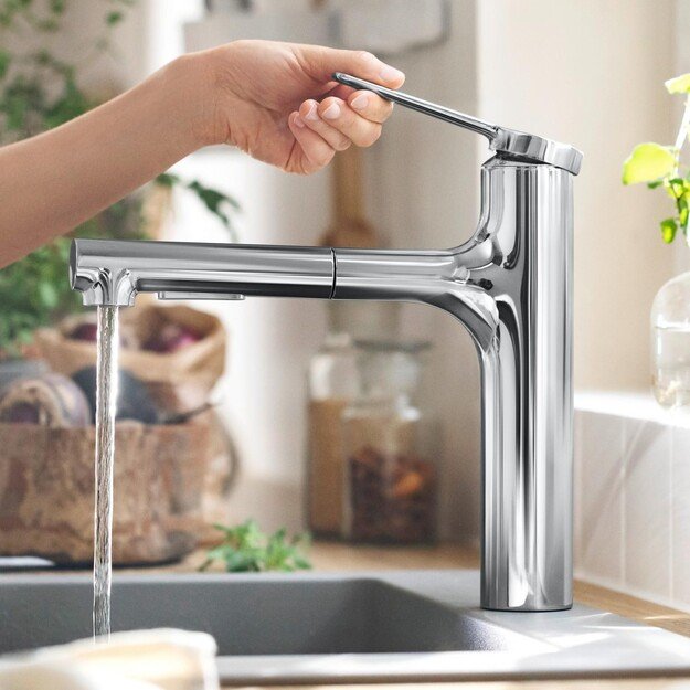 Plautuvės maišytuvas su ištraukiama žarna Hansgrohe Zesis M33, 74801000, chromo 5