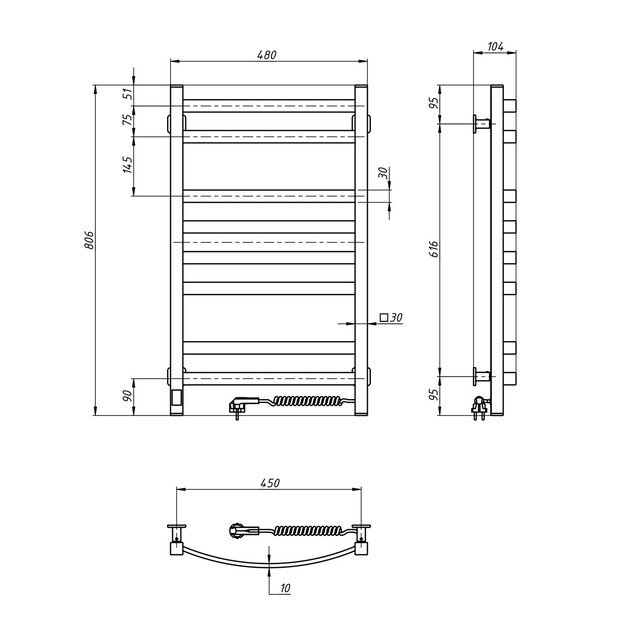 El.rankšluosčių džiovintuvas Navin Avalon 480*800 Sensor dešinė juodas 12-203053-4880 3