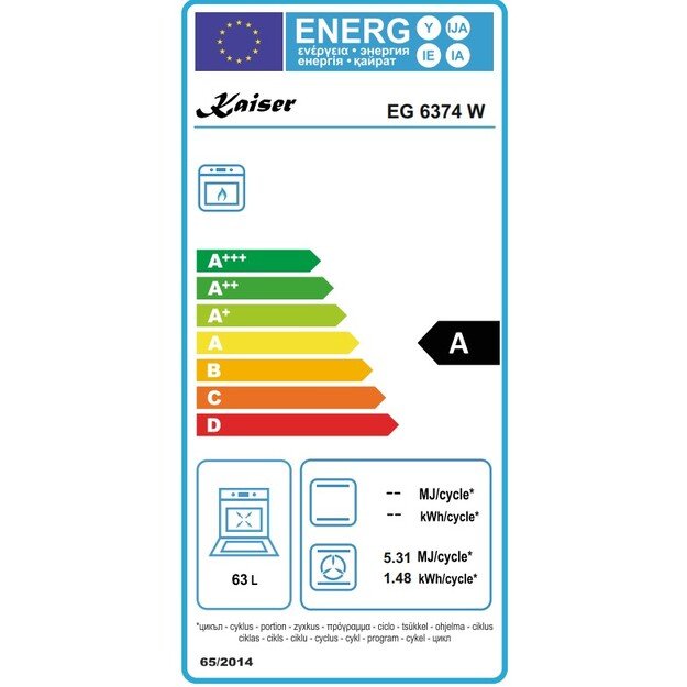 Įmontuojama dujinė orkaitė Kaiser EG 6374 W 5
