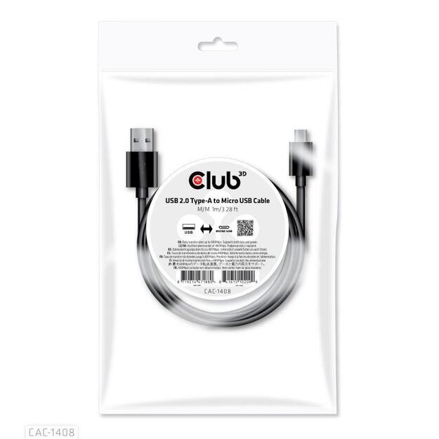 CABLE USB TO MICRO USB 1M/M/M CAC-1408 CLUB3D