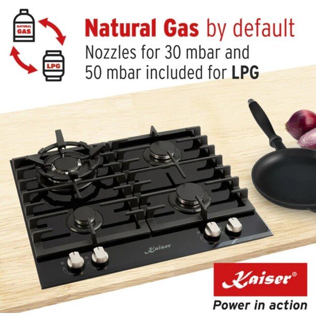 Įmontuojama dujinė kaitlentė Kaiser KCG 6380 Turbo 5