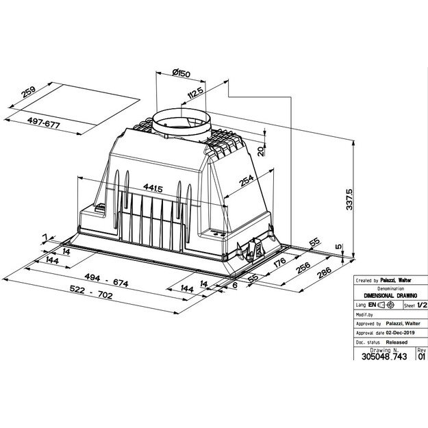 Įmontuojamas gartraukis Faber Inca Lux Smart EV8 X52 305.0604.603 1