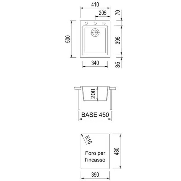 Plautuvė PLADOS ONE ON4110-70 juoda matinė, su sifonu, ventiliu 1