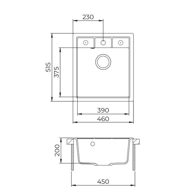 Komplektas: Virtuvės plautuvė HELIKA SQN100-601AQP+5543 MB, lankstus maišytuvas ir juodas sifonas 2
