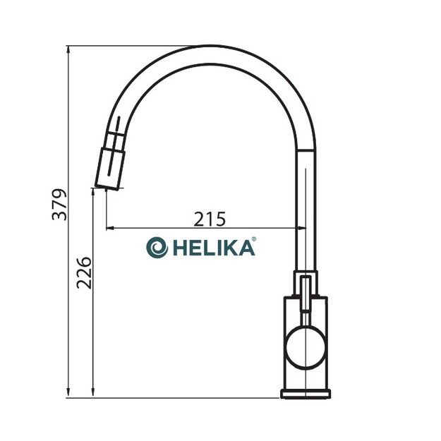 Komplektas: Virtuvės plautuvė HELIKA SQN100-601AQP+5543 MB, lankstus maišytuvas ir juodas sifonas 1