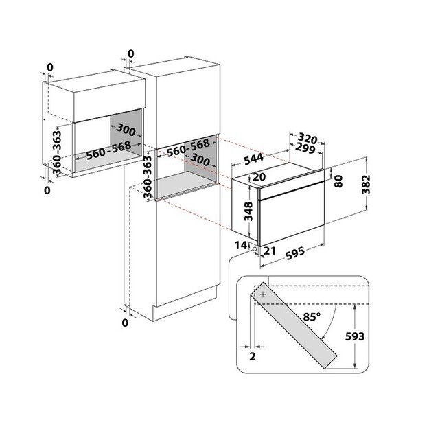 Įmontuojama mikrobangų krosnelė Whirlpool WMN14BW 1
