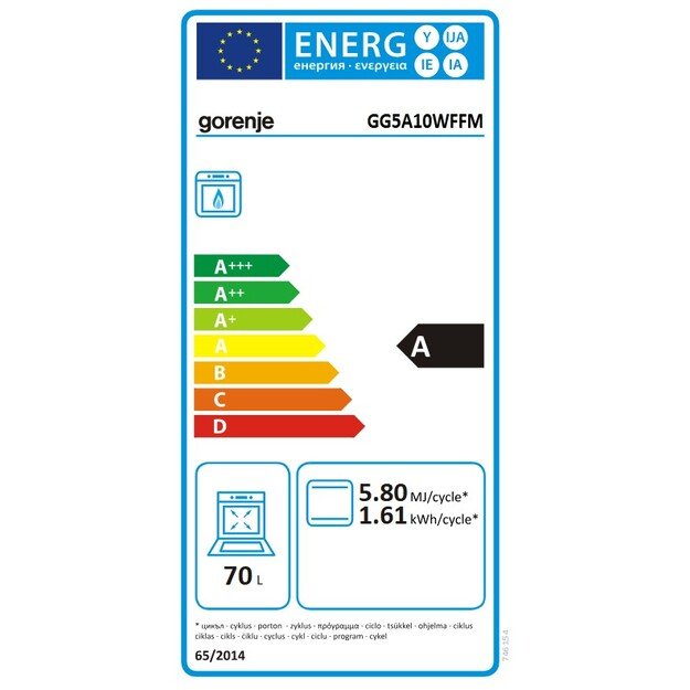 Dujinė viryklė su dujine orkaite Gorenje GG5A10WFFM 1