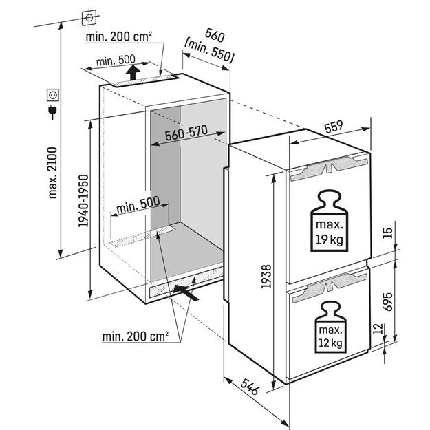 Įmontuojamas &scaron;aldytuvas Liebherr ICBNc 5623 Plus BioFresh NoFrost 3