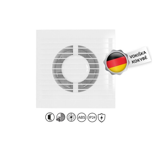 Vonios kambario ventiliatorius Vlano E 100 S (paprasta komplektacija) 100 mm