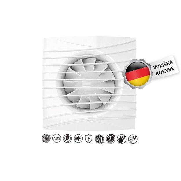 Vonios kambario ventiliatorius Vlano ONDA 100 TH (su laikmačiu ir drėgmės jutikliu) 100 mm