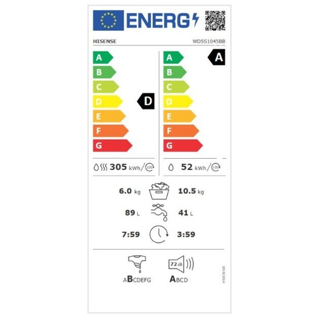 Skalbimo ma&scaron;ina su džiovinimo funkcija Hisense WD5S1045BB 3