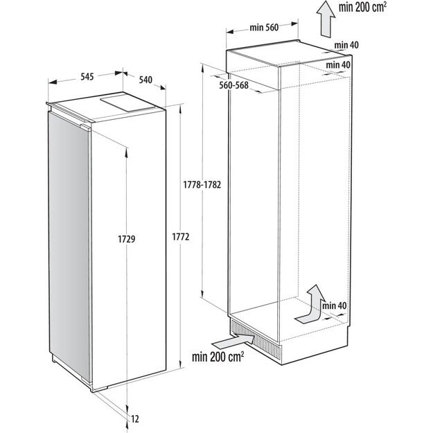 Įmontuojamas &scaron;aldiklis Gorenje G600, FNCI517E62WF, 235 l 4