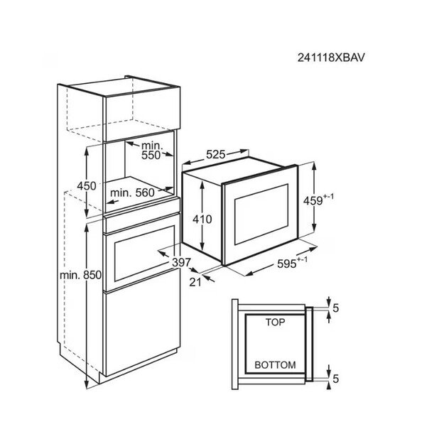 Įmontuojama mikrobangų krosnelė AEG 6000, TouchOpen, TB6SM261FB, 26 l 2