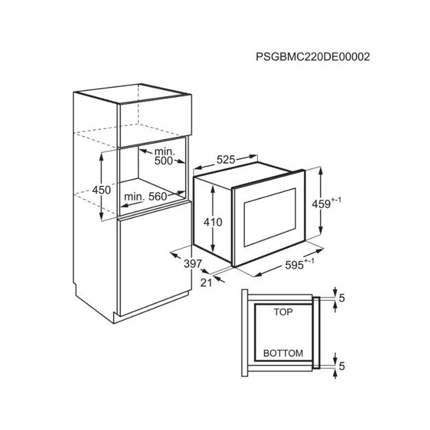 Įmontuojama mikrobangų krosnelė AEG 6000, TouchOpen, TB6SM261FB, 26 l 1
