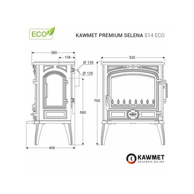 Ketaus krosnelė KAWMET Premium SELENA S14 ECO