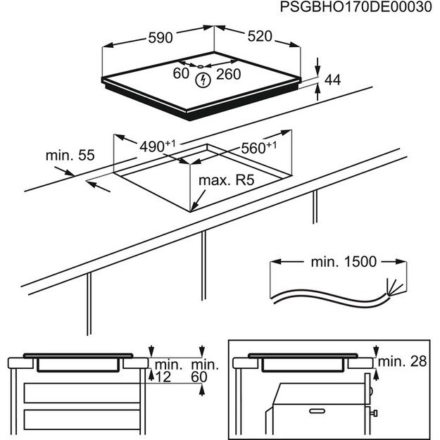 Įmontuojama indukcinė kaitlentė Electrolux LIV63431BW