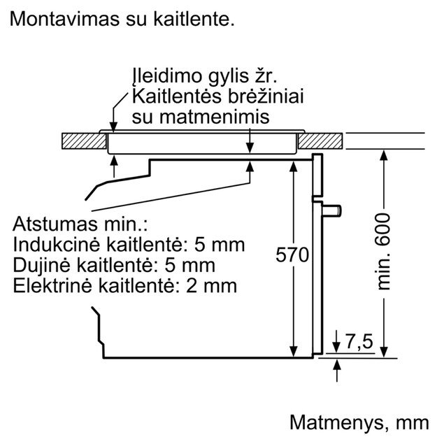 Įmontuojama orkaitė Bosch HBA533BS0S