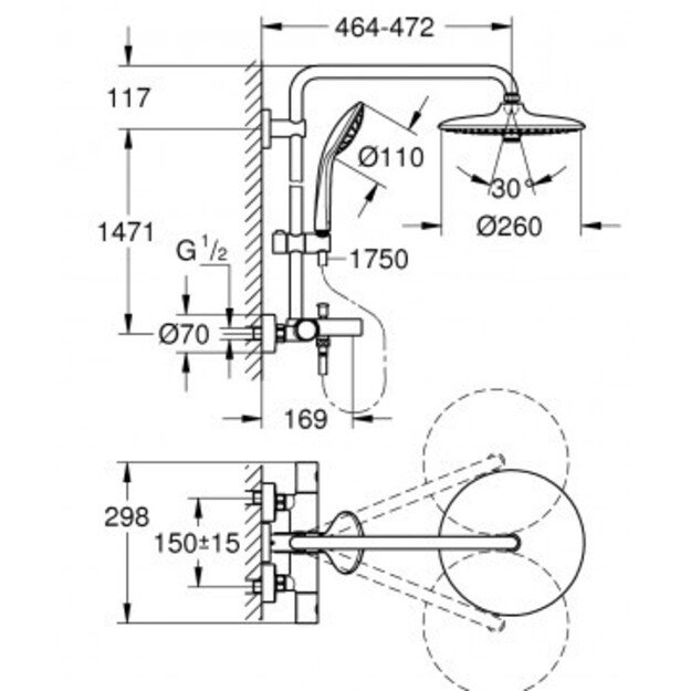 Dušo sistema Grohe Euphoria 260, 27475002