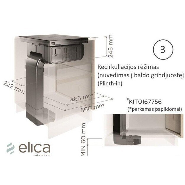 Recirkuliacijos komplektas Elica KIT0167756 (skirtas Nikolatesla FIT serijos gartraukiams su integru