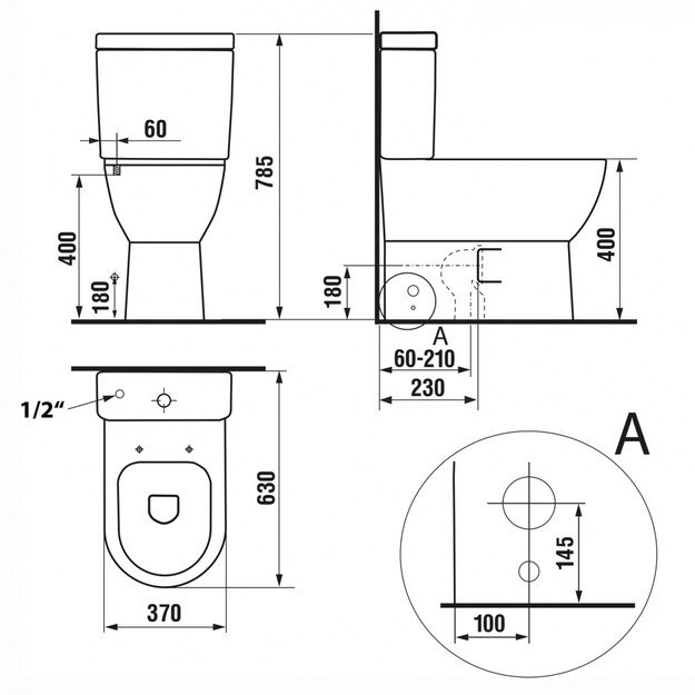 Pastatomas klozetas Aqualine Jalta Rimless PB103WR su lėtaeigiu dangčiu